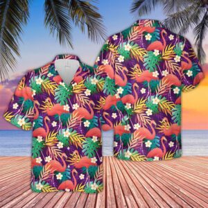 Farm Hawaiian Shirt, Flamingo Pattern D10…