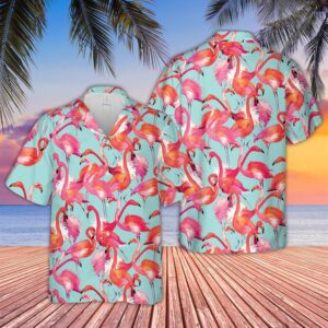 Farm Hawaiian Shirt, Flamingo Pattern D13…