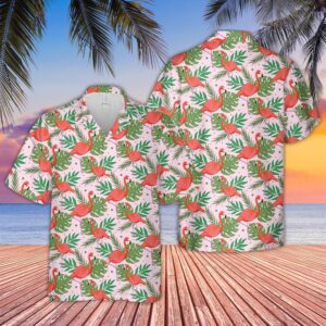 Farm Hawaiian Shirt, Flamingo Pattern D14…