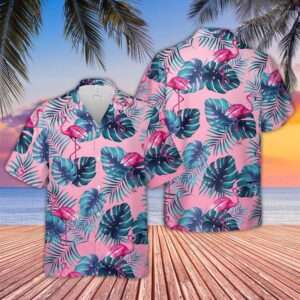 Farm Hawaiian Shirt, Flamingo Pattern D15…