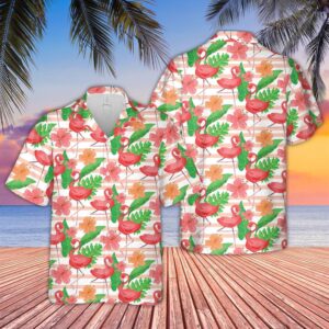 Farm Hawaiian Shirt, Flamingo Pattern Hawaiian…