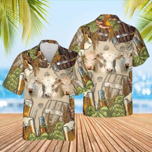 Farm Hawaiian Shirt, Funny Charolais Cattle…