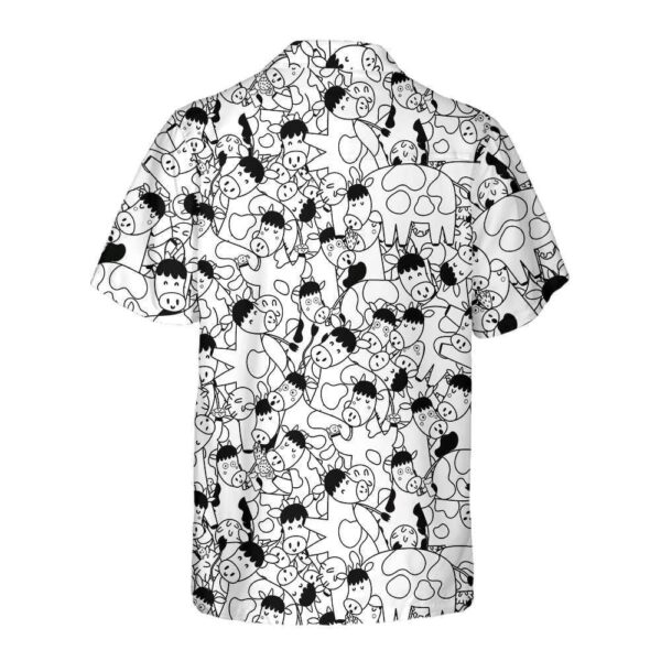 Farm Hawaiian Shirt, Funny Cow Doodle Pattern All Printed 3D Hawaiian Shirt, Animal Hawaiian Shirt