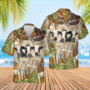 Farm Hawaiian Shirt, Funny Holstein Cattle…