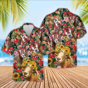 Farm Hawaiian Shirt, Goat And Flower…