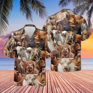 Farm Hawaiian Shirt, Herd Of Highlands…