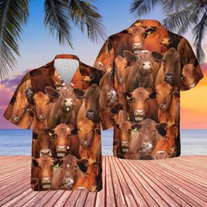 Farm Hawaiian Shirt, Herd Of Red…