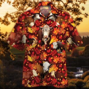 Farm Hawaiian Shirt, Herefold Cattle Autumn…