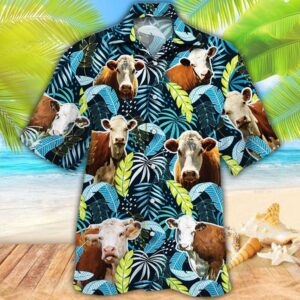 Farm Hawaiian Shirt, Herefold Cattle Jungle…