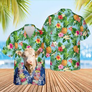 Farm Hawaiian Shirt, Hereford Cattle Big…