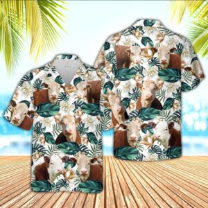 Farm Hawaiian Shirt, Hereford Cattle Hawaiian…