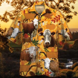 Farm Hawaiian Shirt, Hereford Cattle Nature…