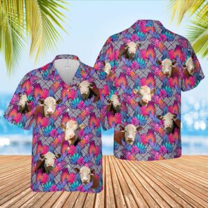 Farm Hawaiian Shirt, Hereford Face Leaf…