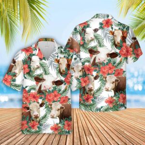 Farm Hawaiian Shirt, Hereford Hawaiian Shirt,…