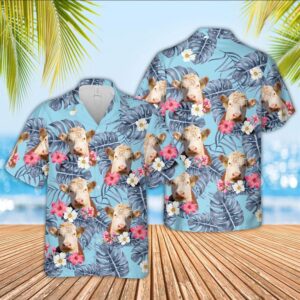 Farm Hawaiian Shirt, Hereford Sierra Blue…