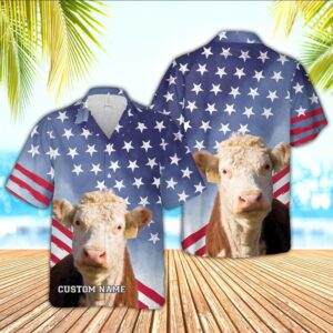 Farm Hawaiian Shirt, Hereford Star Pattern…