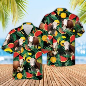 Farm Hawaiian Shirt, Hereford Watermelon Hawaiian…