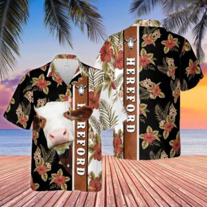 Farm Hawaiian Shirt, Hibiscus Flowers Hereford…