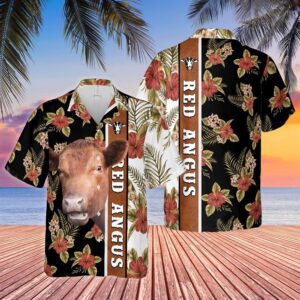 Farm Hawaiian Shirt, Hibiscus Flowers Red…