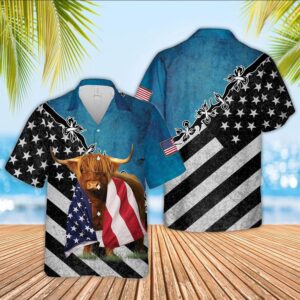 Farm Hawaiian Shirt, Highland Cattle American…