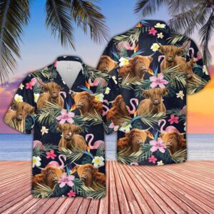 Farm Hawaiian Shirt, Highland Cattle And…