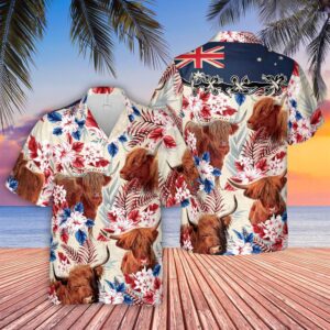 Farm Hawaiian Shirt, Highland Cattle Australia…