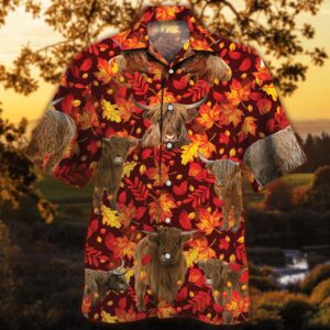 Farm Hawaiian Shirt, Highland Cattle Autumn…