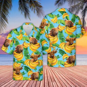 Farm Hawaiian Shirt, Highland Cattle Banana…