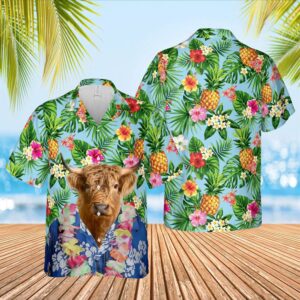 Farm Hawaiian Shirt, Highland Cattle Big…