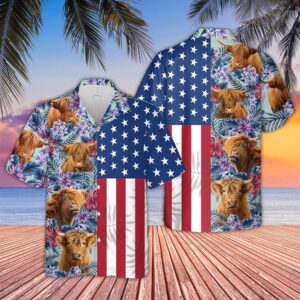 Farm Hawaiian Shirt, Highland Cattle Flower…