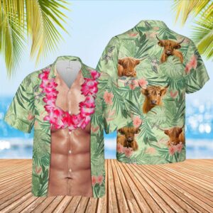 Farm Hawaiian Shirt, Highland Cattle Funny…