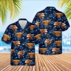 Farm Hawaiian Shirt, Highland Cattle Hawaiian…