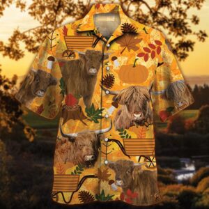 Farm Hawaiian Shirt, Highland Cattle Nature…