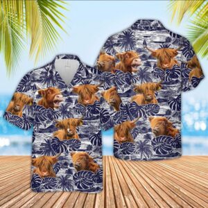 Farm Hawaiian Shirt, Highland Cattle Pattern…