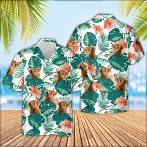 Farm Hawaiian Shirt, Highland Cattle Pattern…