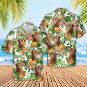 Farm Hawaiian Shirt, Highland Cattle Pineapple…