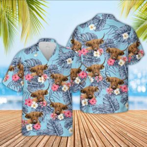 Farm Hawaiian Shirt, Highland Cattle Sierra…