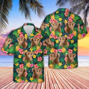 Farm Hawaiian Shirt, Highland Cattle Summer…