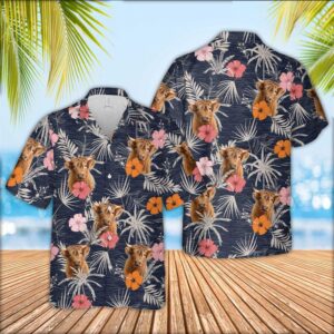 Farm Hawaiian Shirt, Highland Cattle Tropical…