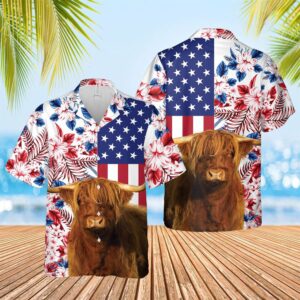 Farm Hawaiian Shirt, Highland Cattle Us…