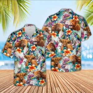 Farm Hawaiian Shirt, Highland Colorful Leaf…