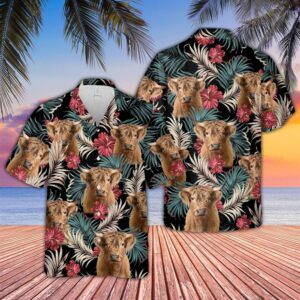 Farm Hawaiian Shirt, Highland Dark Red…