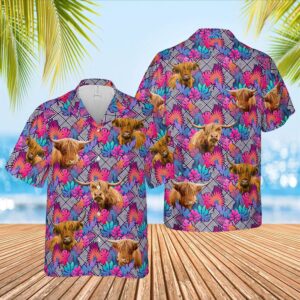 Farm Hawaiian Shirt, Highland Face Leaf…