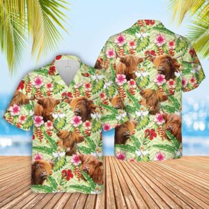 Farm Hawaiian Shirt, Highland Hibicus Floral…