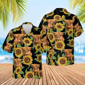 Farm Hawaiian Shirt, Highland Sunflower Hawaiian…