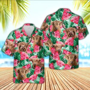 Farm Hawaiian Shirt, Highland Watermelon 3D…