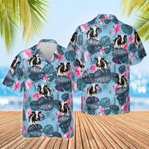 Farm Hawaiian Shirt, Holstein Blue Hibiscus…