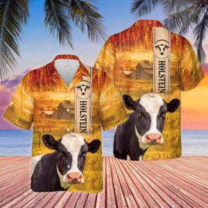 Farm Hawaiian Shirt, Holstein Cattle Breed…