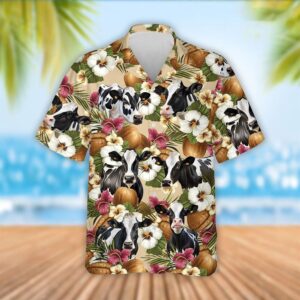 Farm Hawaiian Shirt, Holstein Cattle Coconut…