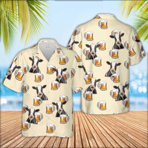 Farm Hawaiian Shirt, Holstein Cattle Drink…